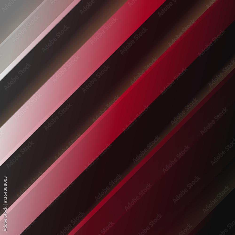Fototapeta premium Abstract diagonal stripes in red and white gradients on a dark background, modern design, illustration