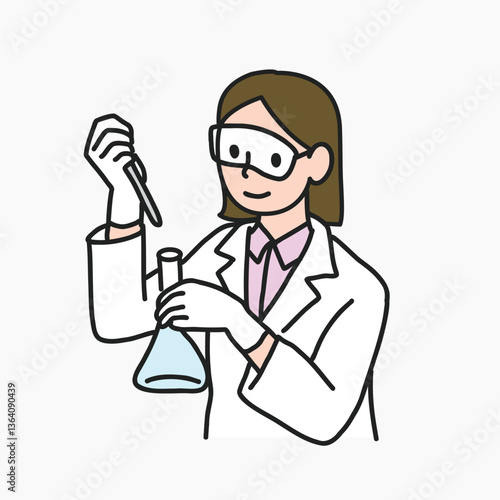 Young female scientist working in lab vector