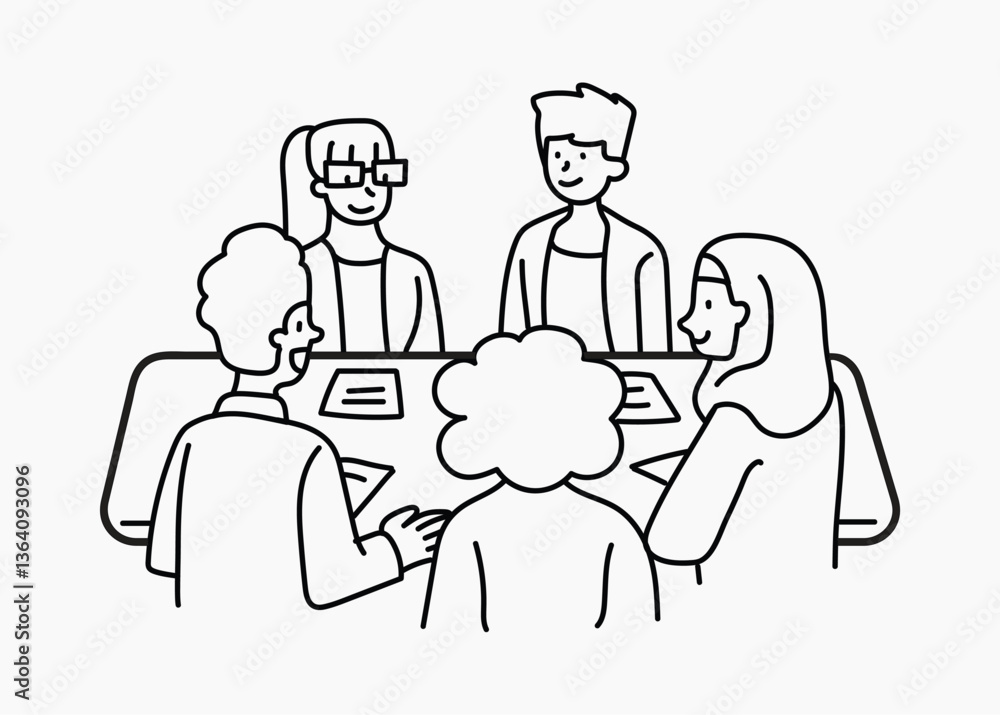 Diverse team of co-workers doodle collage element vector Diverse team of co-workers doodle collage element vector