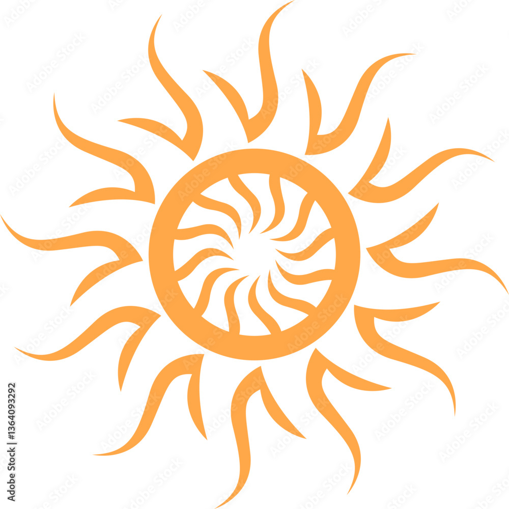 Naklejka premium Tribal Tattoo Sun Vector Element