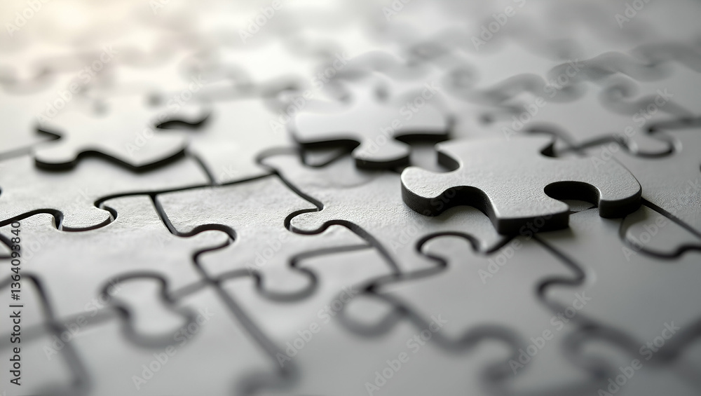 Flat Jigsaw Puzzle with Missing Piece: A Cute Vector Illustration Symbolizing Incomplete Tasks and the Quest for Problem Solving in Business