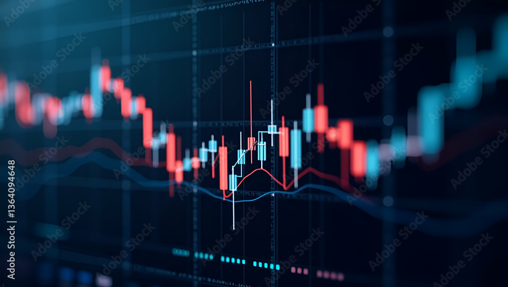 Generative AI stock market chart lines financial graph on technology abstract background represent financial crisis financial meltdown. Technology concept trading market concept. concept as Generative Generative AI stock market chart lines financial graph on technology abstract background represent financial crisis financial meltdown. Technology concept trading market concept. concept as Generative