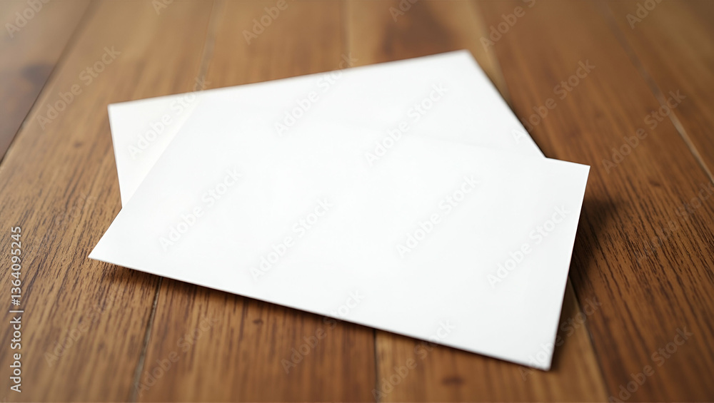 Flat Blank White Business Card Presentation on Wood Background: Showcase Your Corporate Identity with a Professional Branding Tool for Effective Networking - Cute Vector Illustration Flat Blank White Business Card Presentation on Wood Background: Showcase Your Corporate Identity with a Professional Branding Tool for Effective Networking - Cute Vector Illustration