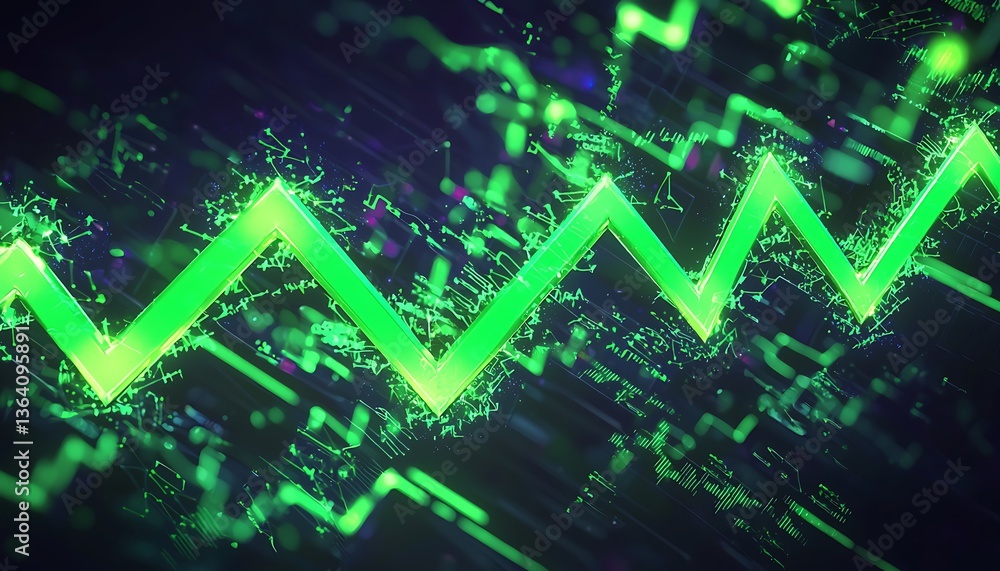 A conceptual depiction market growth with glowing green candlestick charts and upward arrows forming a dynamic abstract pattern , vibrant and inspiring A conceptual depiction market growth with glowing green candlestick charts and upward arrows forming a dynamic abstract pattern , vibrant and inspiring
