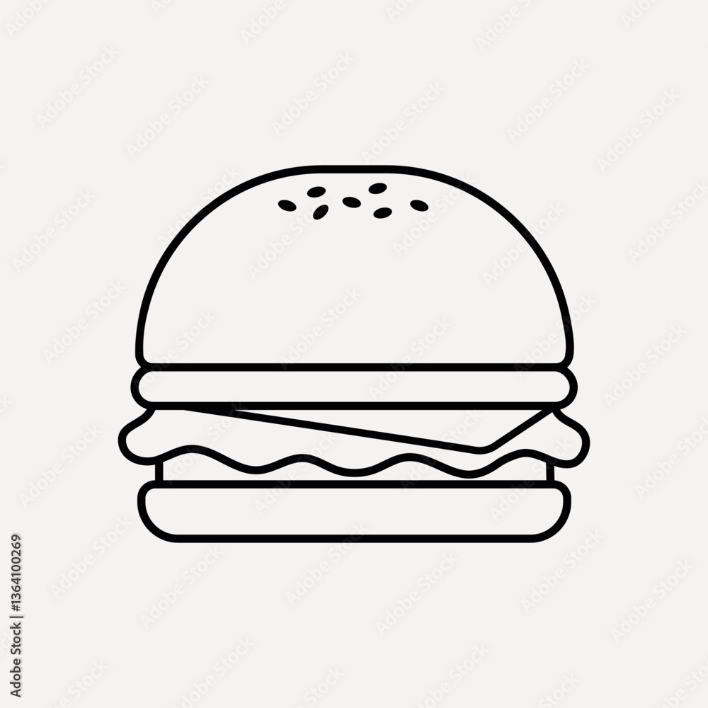 Hamburger, food line art collage element vector Hamburger, food line art collage element vector