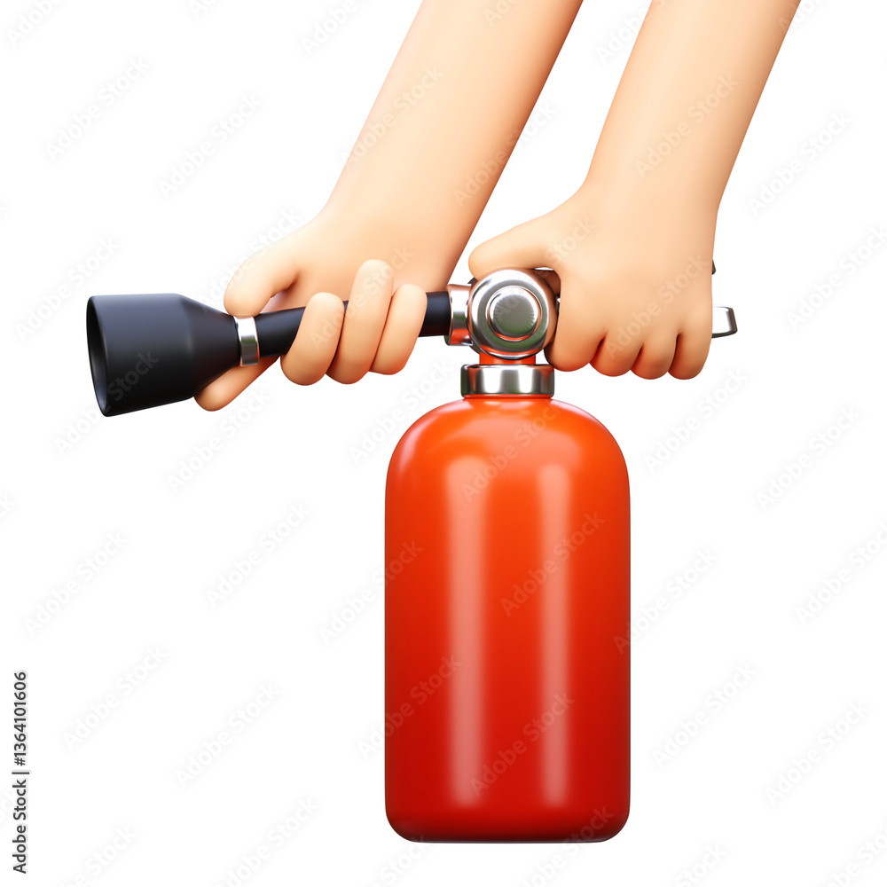 Naklejka premium 3d render hand holding red fire extinguisher