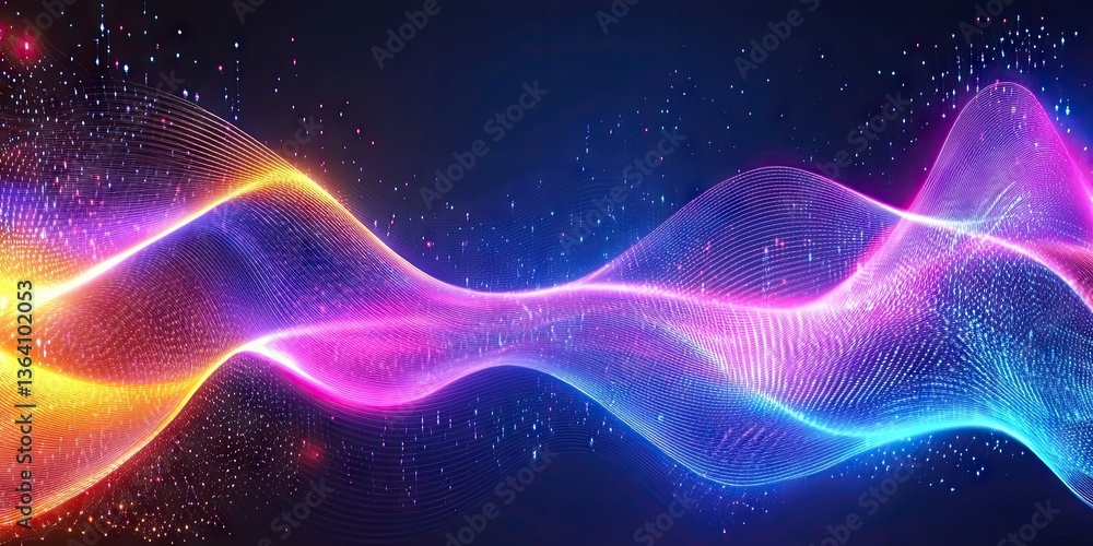 Obraz premium High-tech abstract background with glowing neon lines and data streaming effects.