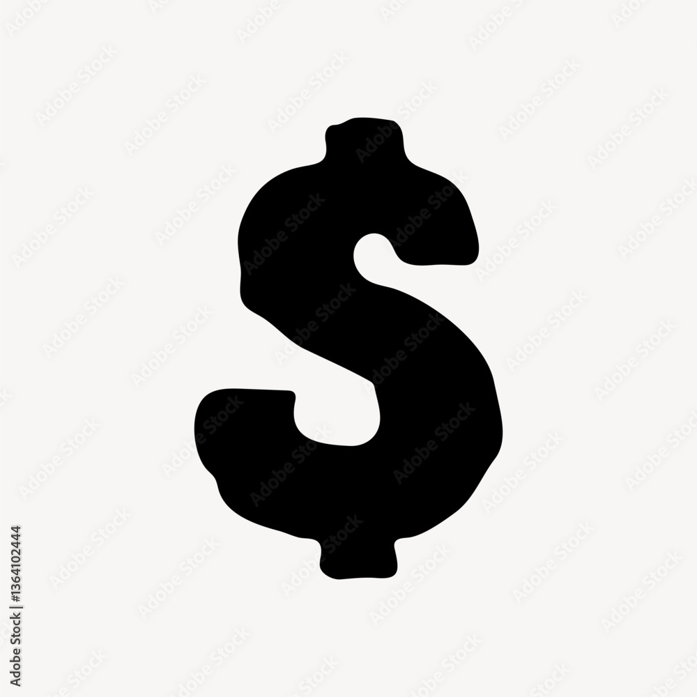 US dollar sign, distorted symbol vector US dollar sign, distorted symbol vector