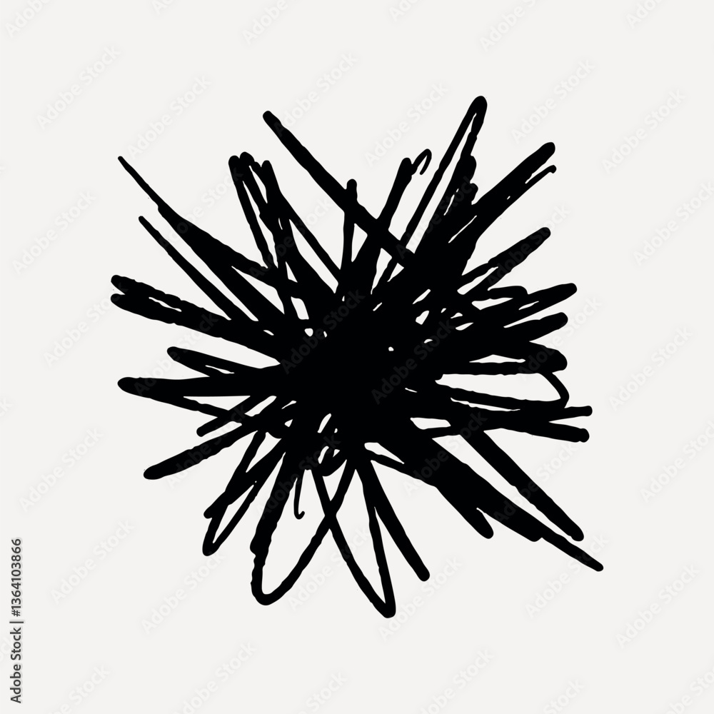 Obraz premium Abstract black ink scribble art illustration vector