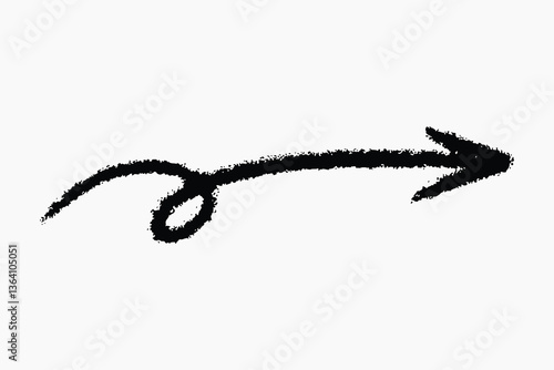 Curved hand-drawn black arrow illustration vector