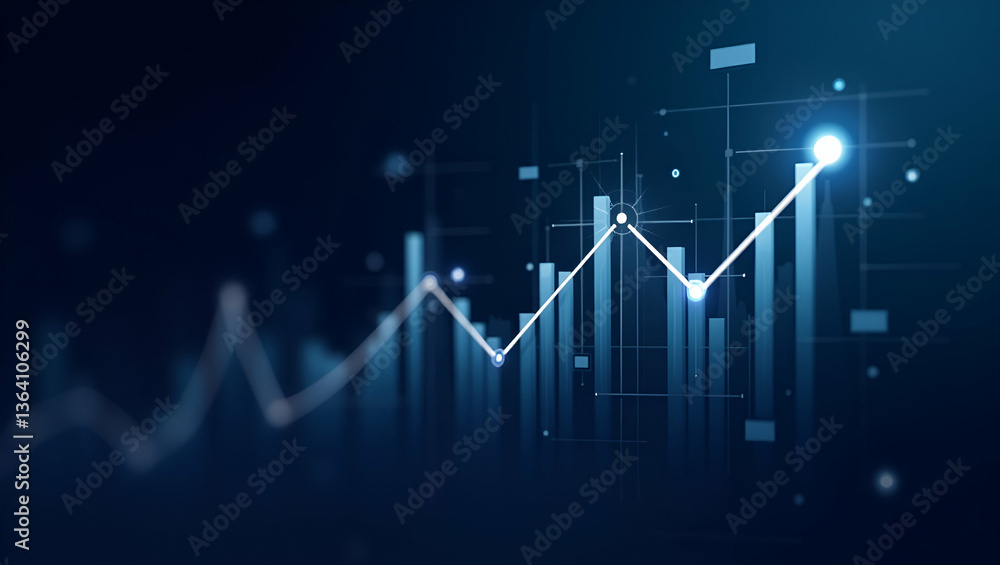 Flat Business Digital Graph Chart Illustrating Stock Market Growth with Generative AI Concept Flat Business Digital Graph Chart Illustrating Stock Market Growth with Generative AI Concept