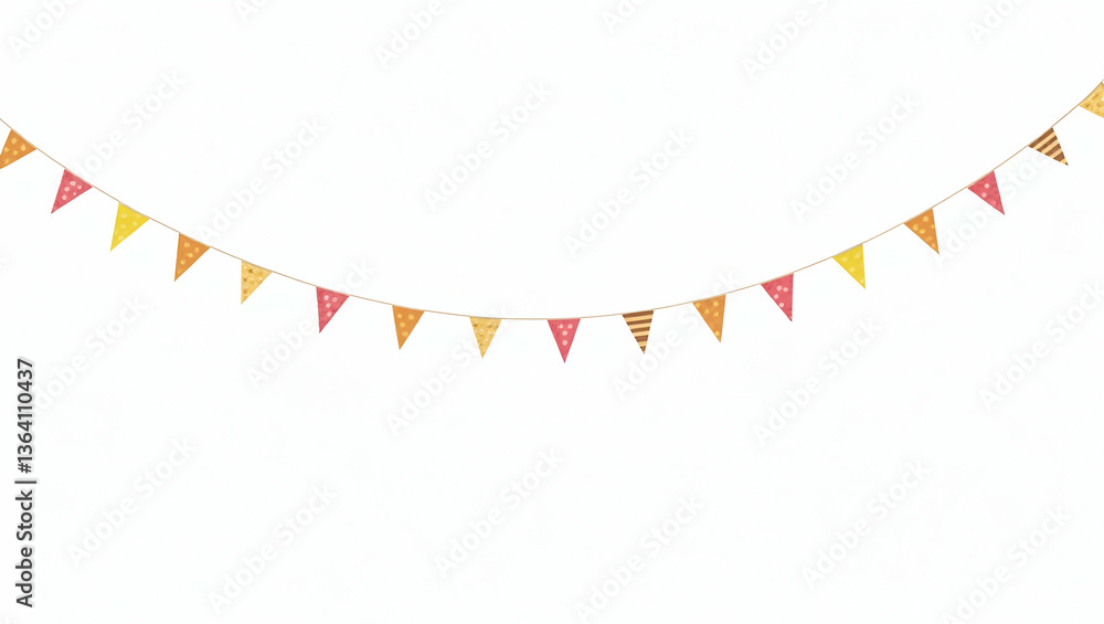 Obraz premium Colorful Triangular Flags on Strings - Festive Decorative Vector Illustration