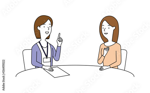 女性の相談員にアドバイスを聞く女性