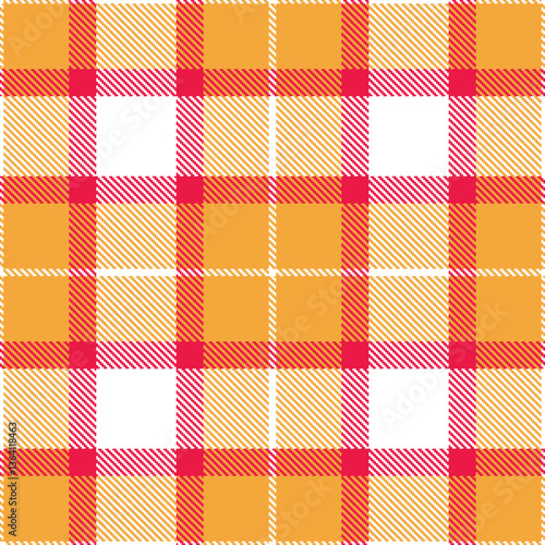Warm White and Vivid Butterscotch Seamless Tartan Textile Design