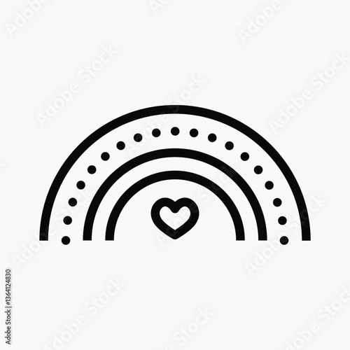 Rainbow weather icon, line art design vector