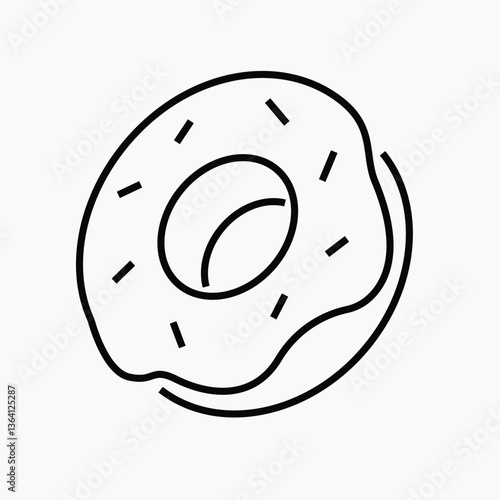 Donut food icon, line art design vector