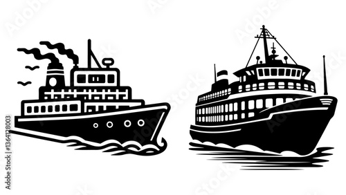 Ferryboat Sketch Drawing.