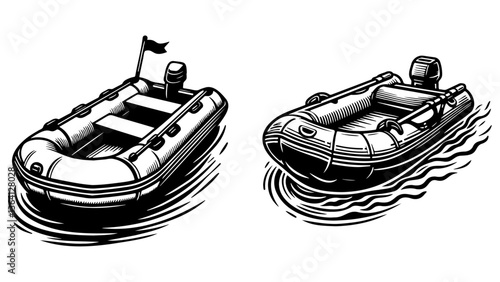 Inflatable Boat Illustration.