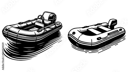 Inflatable Boat Illustration.