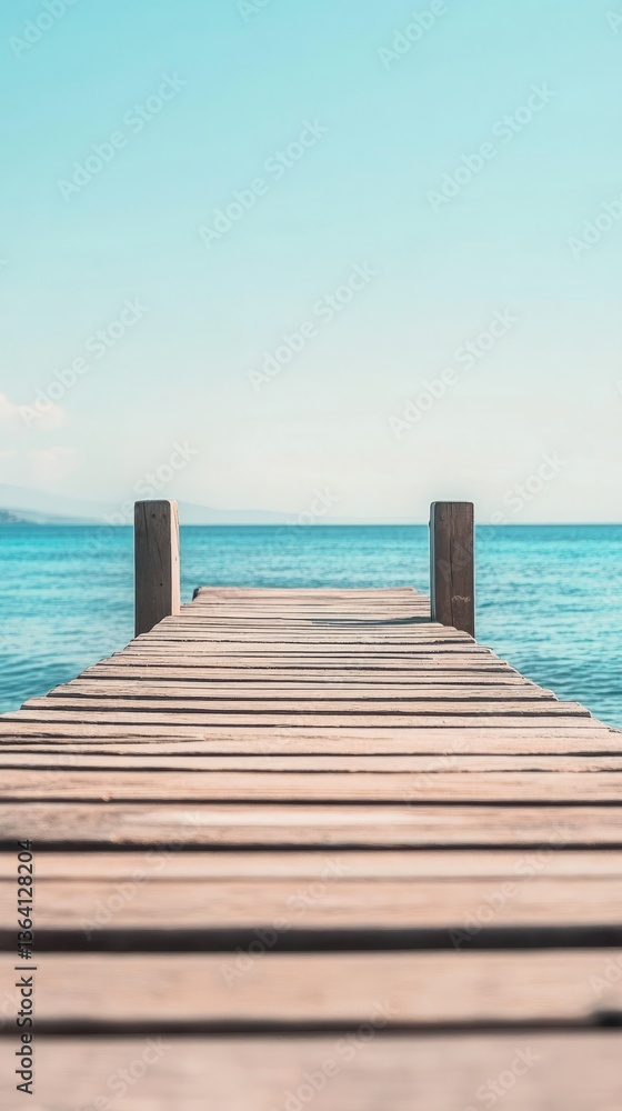 Wooden pier extending into calm waters, bathed in natural light, evoking tranquility and timeless serenity.
Wooden pier extending into calm waters, bathed in natural light, evoking tranquility and timeless serenity.