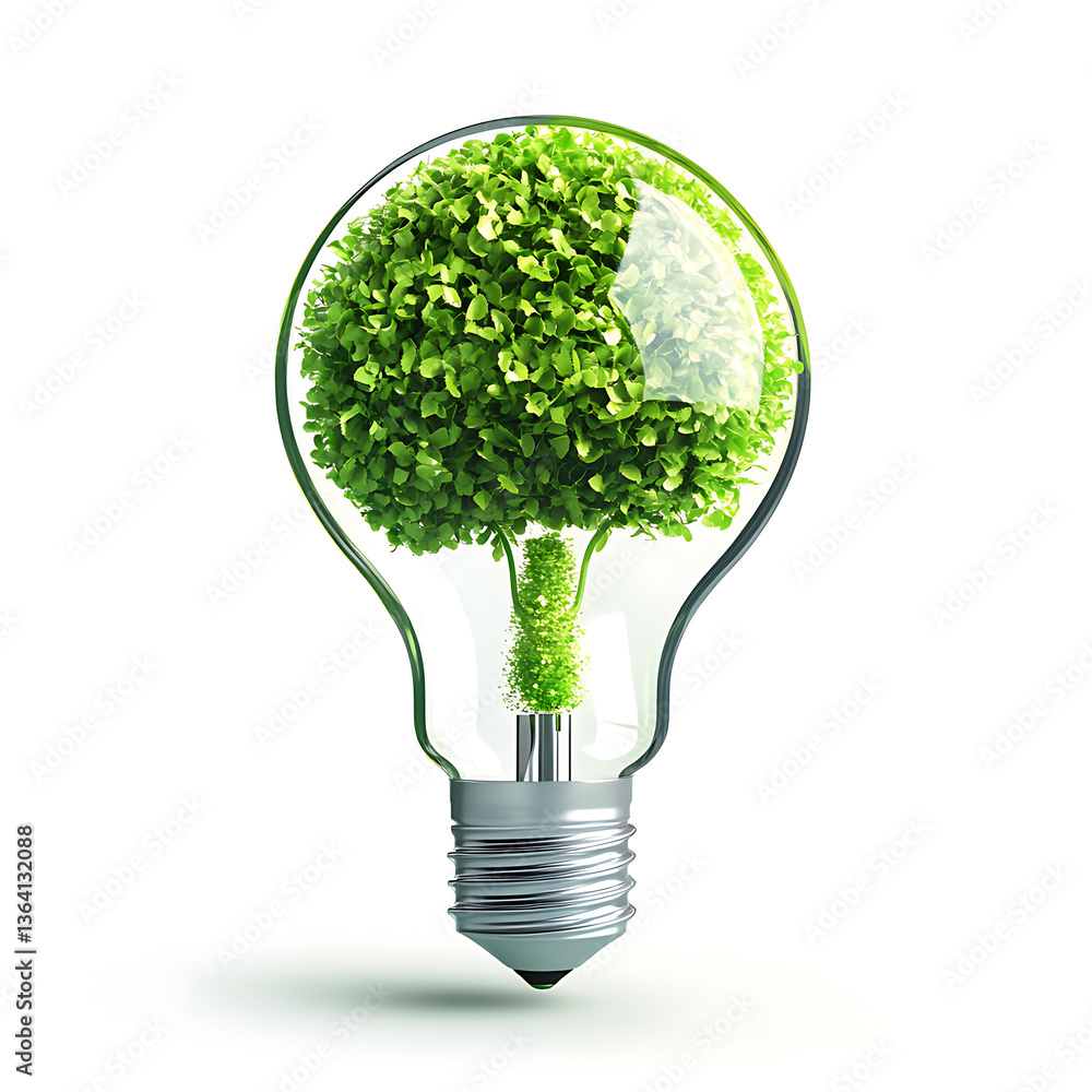 Sustainable innovation concept eco-friendly light bulb green energy indoor environment close-up view nature integration Sustainable innovation concept eco-friendly light bulb green energy indoor environment close-up view nature integration