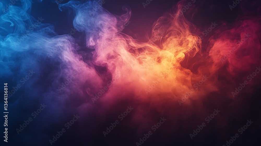 A colorful and abstract image of billowing smoke and fog A colorful and abstract image of billowing smoke and fog