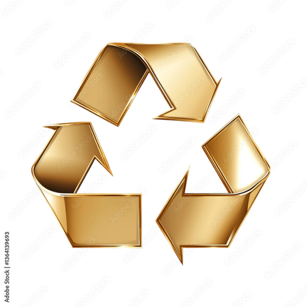 Golden Recycle Symbol Abstract Art Eco Friendly Design Golden Recycle Symbol Abstract Art Eco Friendly Design