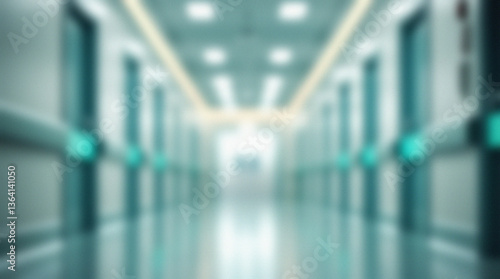 Картината върху платно Blurred hospital corridor, empty, sterile, light, receding perspective, medical