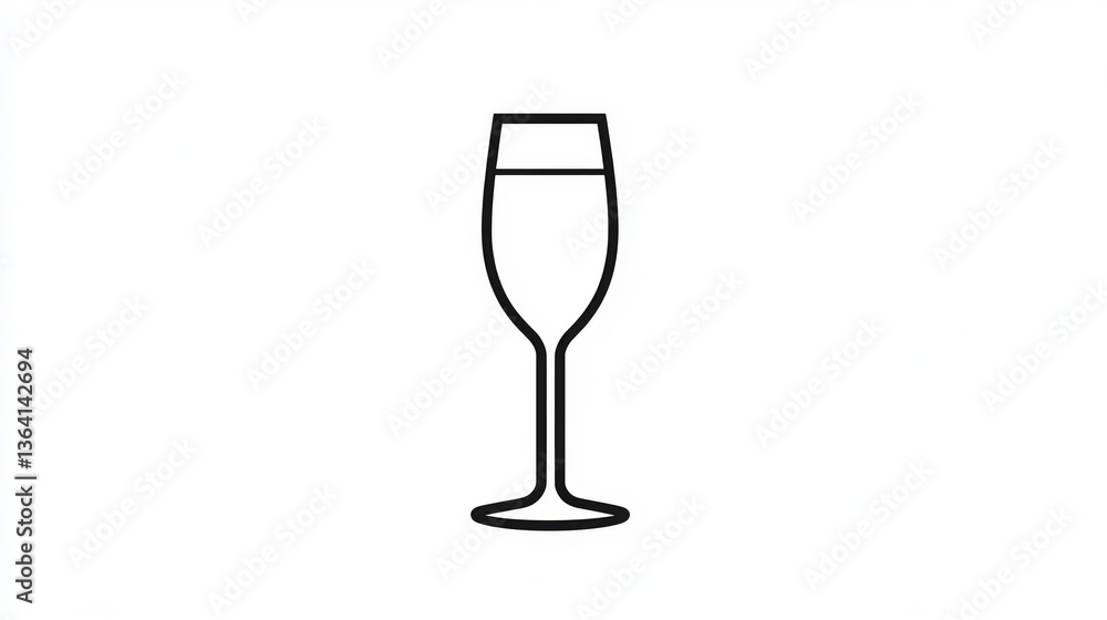 Obraz premium The clean, artistic line art of a martini glass with a lemon twist highlights the elegance of a cocktail drink. AI generative