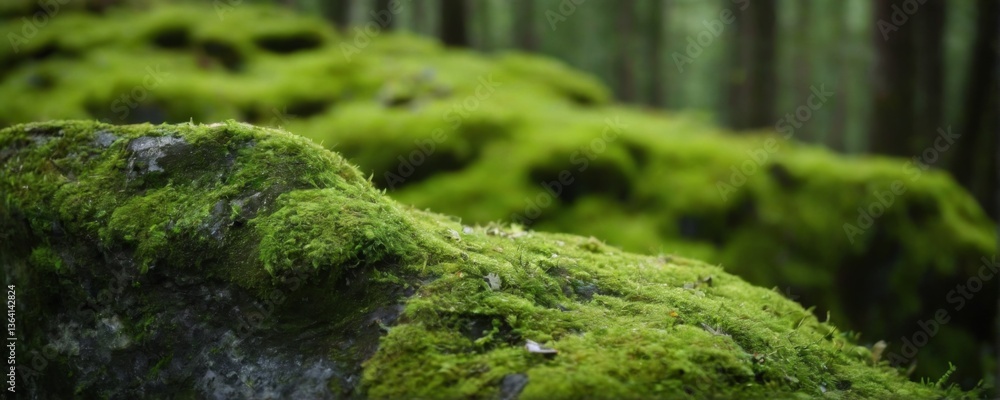 Closeup of weathered mosscovered rock in forest. Vibrant green moss, rough texture. Peaceful, serence woodland background. Closeup of weathered mosscovered rock in forest. Vibrant green moss, rough texture. Peaceful, serence woodland background.