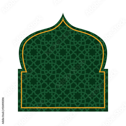 Elegant Islamic Pattern Border with Arch Doors, Windows, and Dome for Ramadan and Eid Decoration