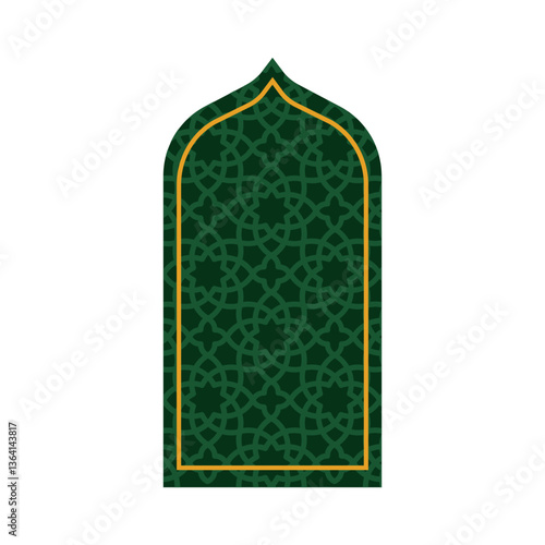 Elegant Islamic Pattern Border with Arch Doors, Windows, and Dome for Ramadan and Eid Decoration
