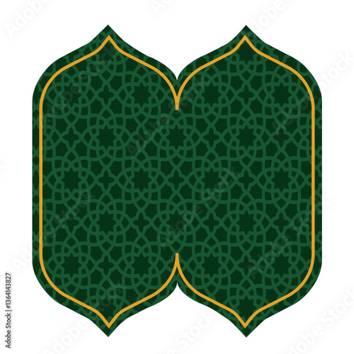 Elegant Islamic Pattern Border with Arch Doors, Windows, and Dome for Ramadan and Eid Decoration