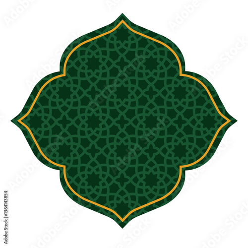 Elegant Islamic Pattern Border with Arch Doors, Windows, and Dome for Ramadan and Eid Decoration