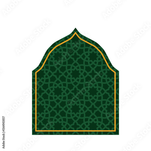 Elegant Islamic Pattern Border with Arch Doors, Windows, and Dome for Ramadan and Eid Decoration