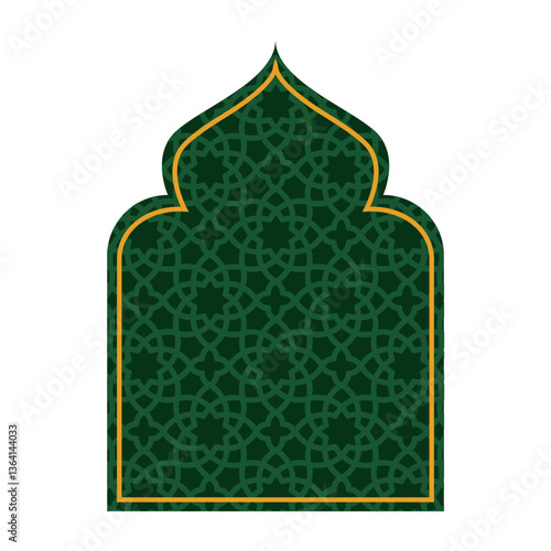 Elegant Islamic Pattern Border with Arch Doors, Windows, and Dome for Ramadan and Eid Decoration