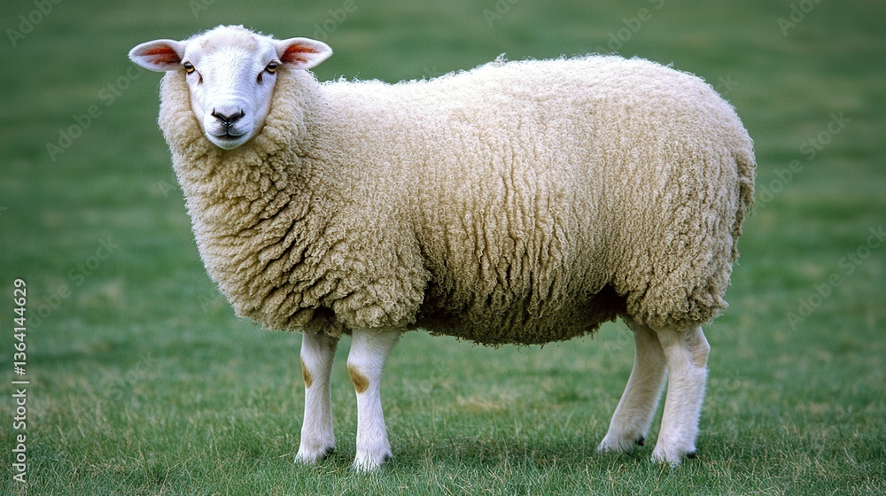 Charming Sheep Grazing in a Lush Green Pasture Landscape Charming Sheep Grazing in a Lush Green Pasture Landscape