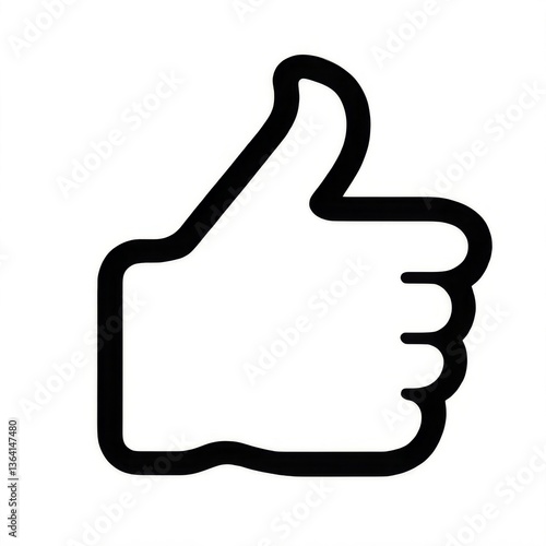 Black and white thumbs up icon hand drawing on white background with curled fingers pointing upwards and downwards.