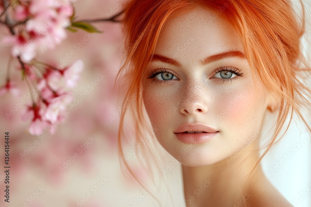 Spring mood, soft daylight and fog. Commercial advertising pattern. Pretty caucasian young woman surrounded by cherry blossoms. Spring-inspired woman in vivid blossoms. Spring mood, soft daylight and fog. Commercial advertising pattern. Pretty caucasian young woman surrounded by cherry blossoms. Spring-inspired woman in vivid blossoms.