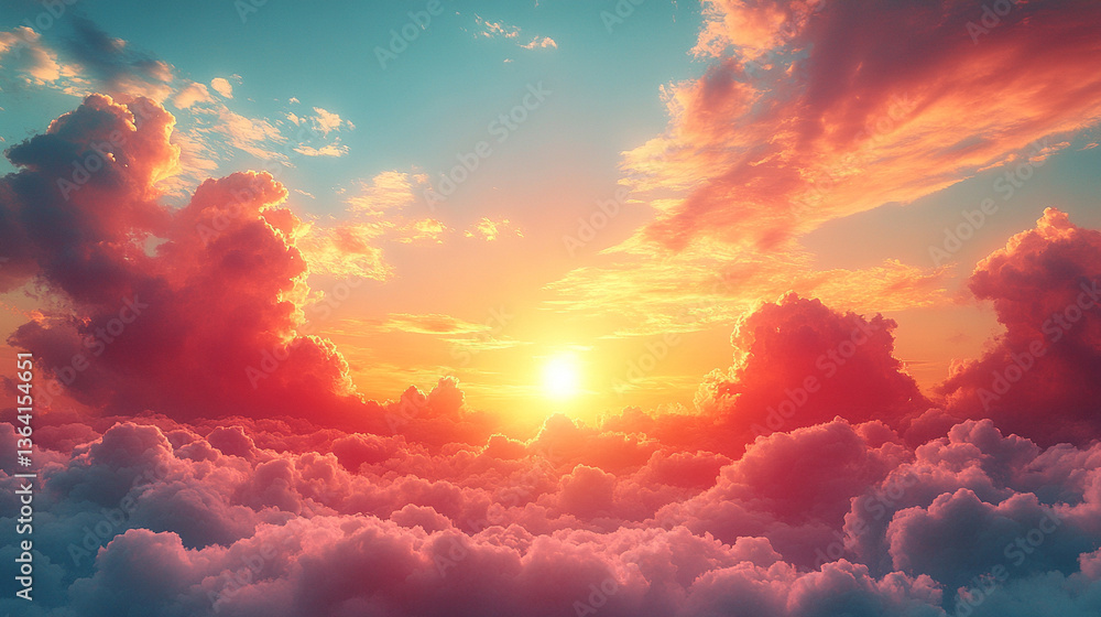 Abstract background of clouds in the sky with sun, creating a soft, pastel-colored sunset. The watercolor effect adds a peaceful, serene atmosphere, symbolizing tranquility and calmness Abstract background of clouds in the sky with sun, creating a soft, pastel-colored sunset. The watercolor effect adds a peaceful, serene atmosphere, symbolizing tranquility and calmness