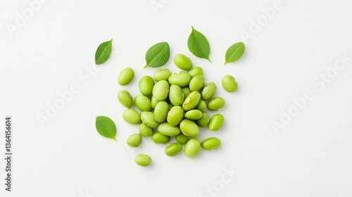 Wallpaper Mural Fresh green soybeans and leaves on a light background Torontodigital.ca