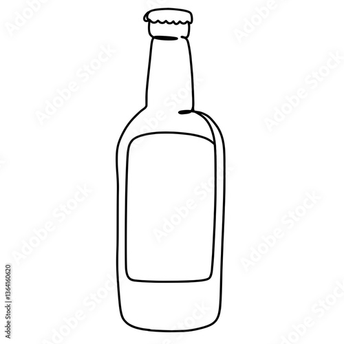 Beer glass bottle one continuous line art drawing