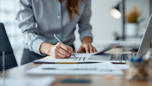 close up of businessman working on computer