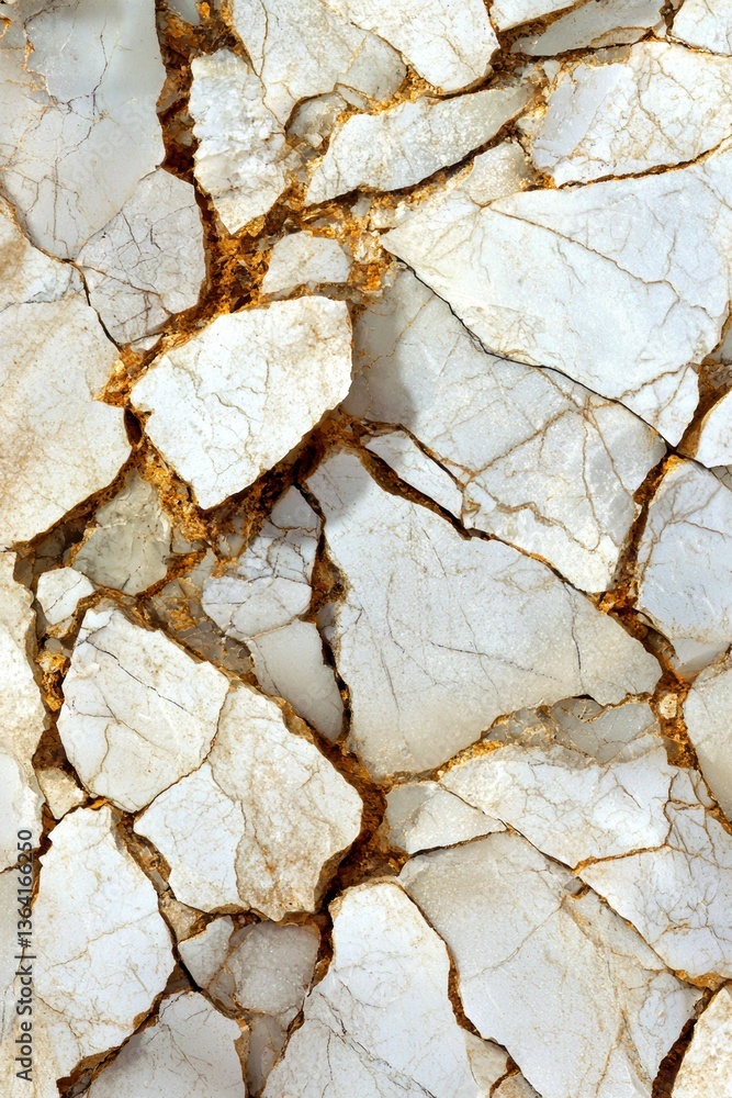 Fototapeta premium Cracked White and Gold Marble Texture