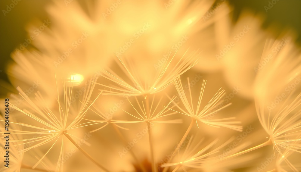 Fototapeta premium Golden Hour: An Intimate Dandelion Seed Head Close-Up