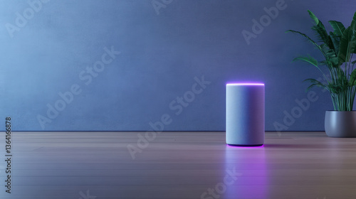 Wallpaper Mural modern smart home assistant with sleek design emits soft glow in minimalist room Torontodigital.ca