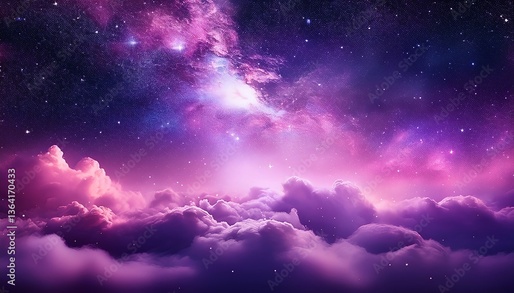 A mesmerizing cosmic scene featuring vibrant purple clouds and a starry night sky, evoking a sense of wonder and tranquility. A mesmerizing cosmic scene featuring vibrant purple clouds and a starry night sky, evoking a sense of wonder and tranquility.