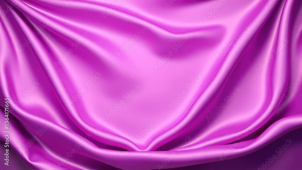 Fototapeta premium Beautiful purple silk satin background. Wavy soft folds. Luxurious silky fabric backdrop with copy space for design. Web banner.