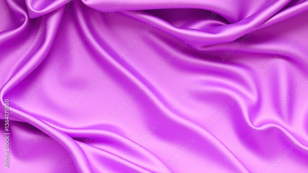 Obraz premium Beautiful purple silk satin background. Wavy soft folds. Luxurious silky fabric backdrop with copy space for design. Web banner.