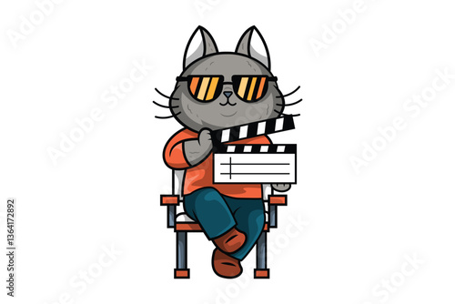 Cute Director Cat Character Illustration